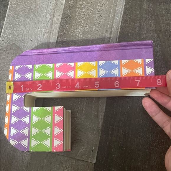 Ashland 'J' Initial Book / Bookend Colorful Geometric Diamond Pattern - Picture 9 of 11